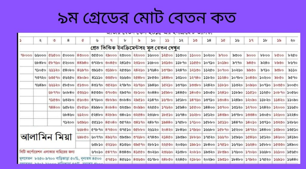 ৯ম গ্রেডের মোট বেতন কত